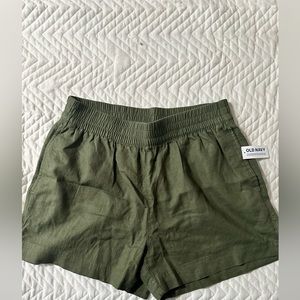 High Waisted Linen Blend Shorts